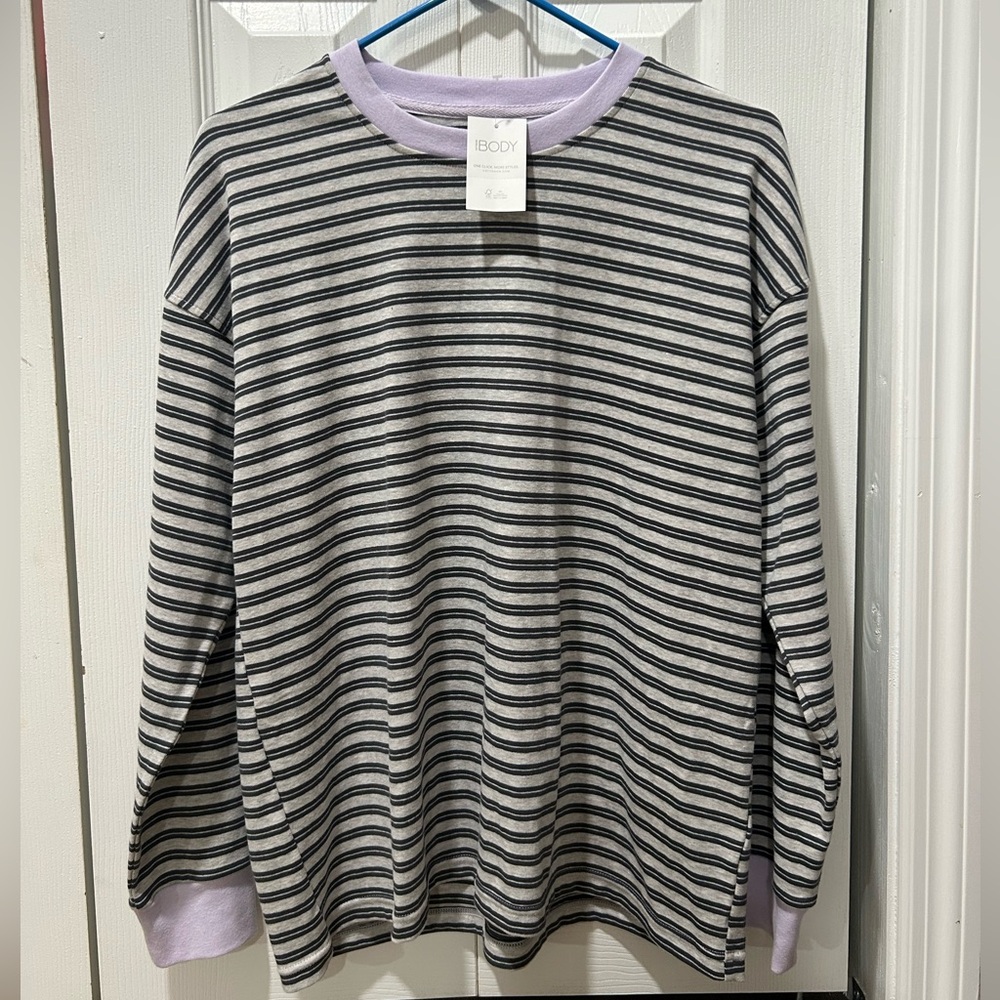 Cotton On Black and White Striped Long Sleeve Tee